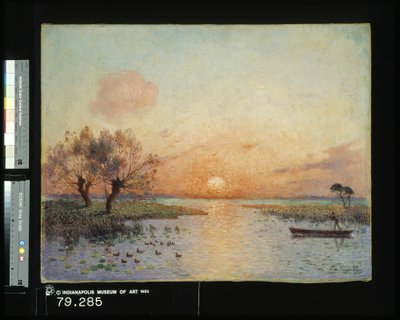 The Pond At Sunset by Fernand Loyen du Puigaudeau