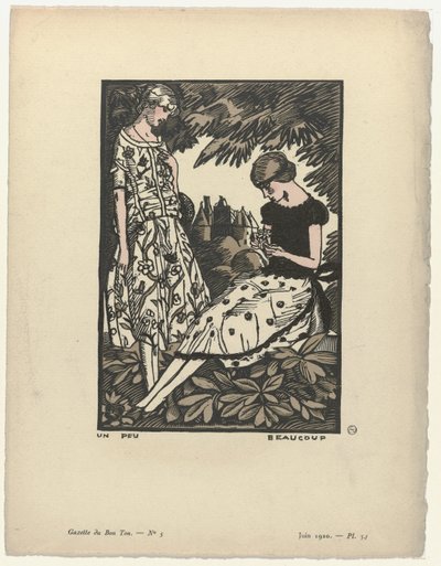 Gazette du Bon Ton, 1920 - No. 5, Pl. 34: A Little, A Lot by Fernand Siméon