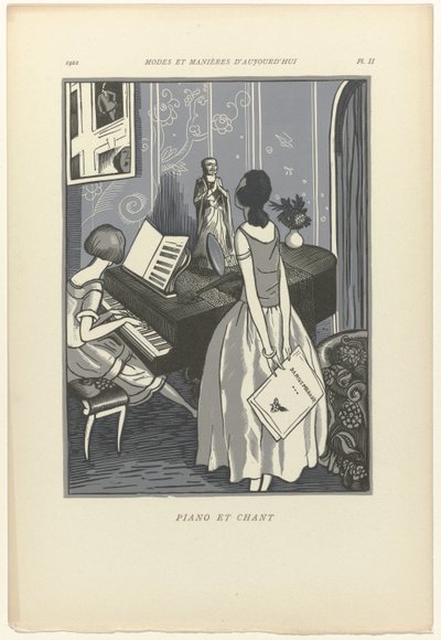 Fashions and Manners of Today, 1922, Pl. 2: Piano and Singing by Fernand Siméon