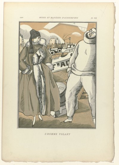 Fashions and Manners of Today, 1922, Pl. 7: The Flying Man by Fernand Siméon