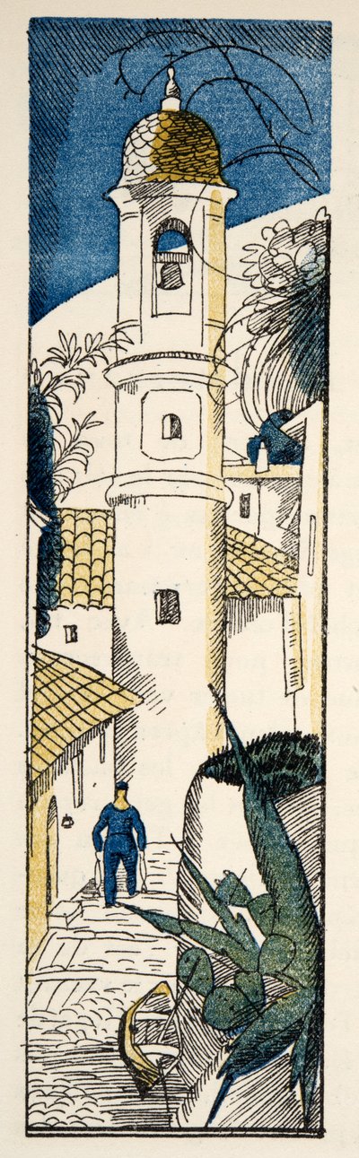 Street in Antibes from Gazette de Bon Ton, pub.1920 by Fernand Siméon