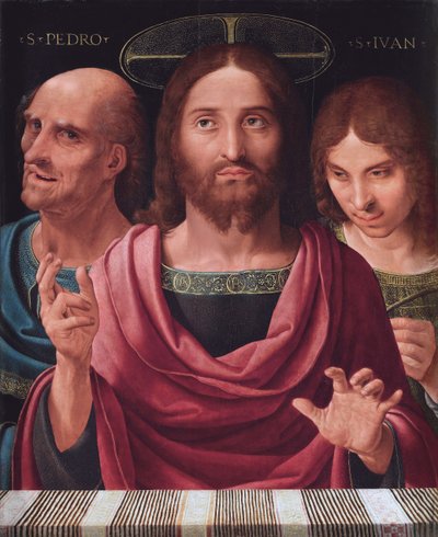 Salvator Mundi between Saints Peter and John (c.1507) by Fernando Yanez de Almedina