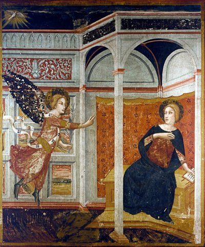Annunciation to Mary (detail) by Ferrer Bassa