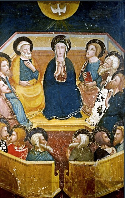 Virgin with the Apostles (detail) by Ferrer Bassa