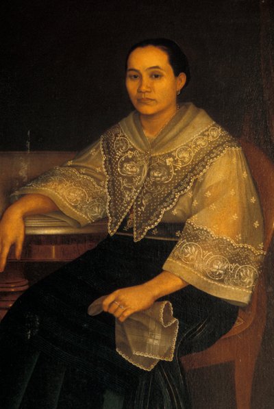 Portrait of a woman in traditional Filipino costume by Filipino School
