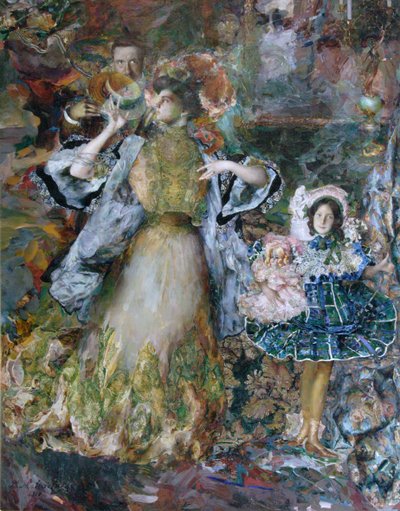 Self-portrait with wife and daughter by Filipp Andreyevich Malyavin
