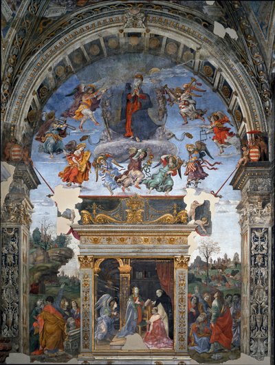 Assumption of the Virgin and Below St. Thomas Aquinas Who Presents to Mary Cardinal Oliviero Carafa by Filippino Lippi