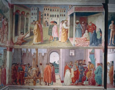 The Healing of the Cripple and Raising of Tabitha, Saint Peter Confronts Simon Magus before Nero, and The Martyrdom of Saint Peter, frescoes by Filippino Lippi