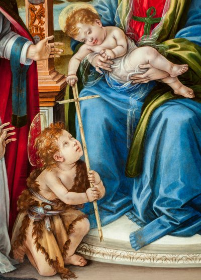 Virgin with Child and St John the Baptist, St Martin and St Catherine of Alexandria (Detail) by Filippino Lippi