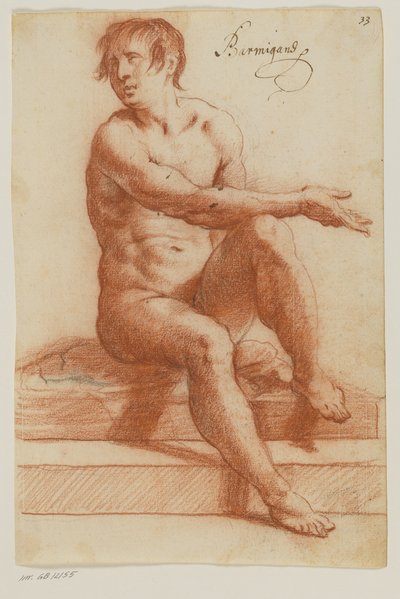 Seated Male Nude Turning His Head to the Left by Filippo Esegrenio