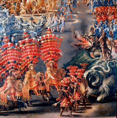 Fete at Palazzo Barberini in honor of Christine de Suede (Cristina di Svezia), on 28/02/1656 (detail) by Filippo Lauri
