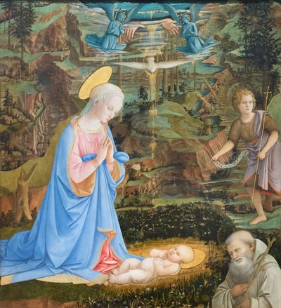 Adoration of the Child with the young St John the Baptist, St Romuald by Filippo Lippi