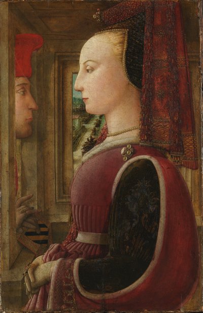 Portrait of a Woman with a Man at a Casement by Filippo Lippi