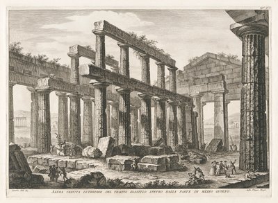 Another Interior View of the Hexastyle Hypaethral Temple from the South, from Antiquities of Paestum by Filippo Morghen