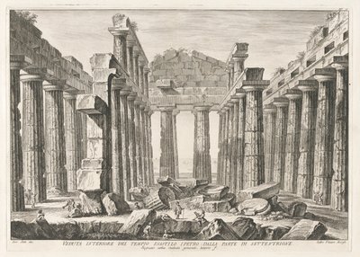 Interior View of the Hexastyle Hypaethral Temple from the North, from Antiquities of Paestum by Filippo Morghen