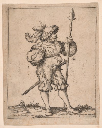 Soldier in Profile Holding a Pike, from Capricci e habiti militari by Filippo Napoletano