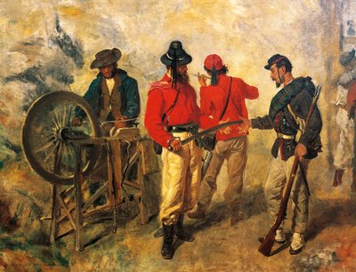 Garibaldi volunteers day before battle, detail by Filippo Palizzi