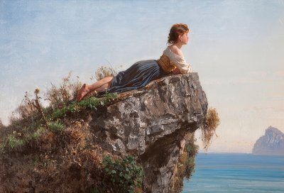 The Girl on the Rock in Sorrento. 1871 by Filippo Palizzi