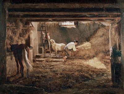 View of the Interior of a Stable by Filippo Palizzi