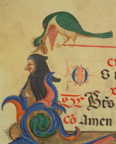 Fantastical Bird Perched Above a Cloaked Figure (detail) by Filippo di Matteo Torelli
