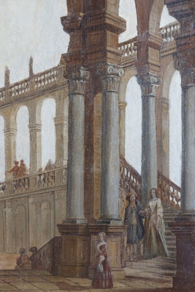 Architectural painting, windows shutters of the salon, Queen