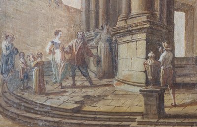 Genre scene, detail of the salon window shutters, Queen
