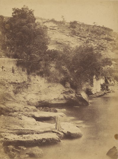 Beach, Cliff, and Water Front Cafe by Firmin Eugène Le Dien