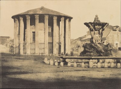 Temple of Vesta and Fountain, Piazza Bocca della Verita by Firmin Eugène Le Dien.