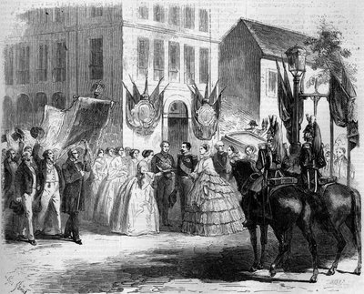 Journey of Napoleon III (1808-1873) and Eugenie de Montijo (1826-1920) to Rouen by Firmin Massot