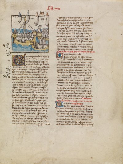 The Fleet of Hannibal Sailing to Spain by First Master of the Bible historiale of Jean de Berry