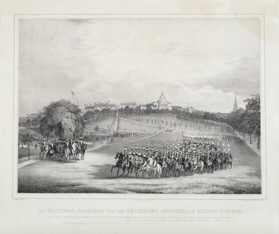 The National Lancers with the Reviewing Officers on Boston Common by Fitz Henry Lane