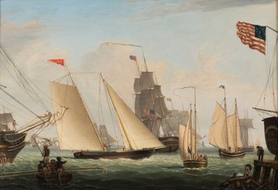 Yacht Northern Light in Boston Harbor by Fitz Henry Lane
