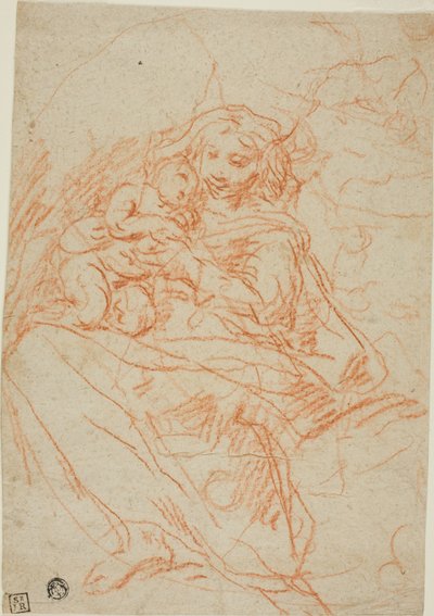 Virgin and Child (recto); Portion of Altarpiece Sketch (verso) by Flaminio Torre