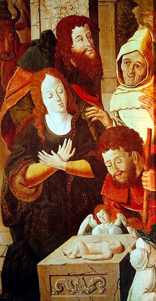 Adoration of the Shepherds (detail of a triptych), c.1530 by Flemish School