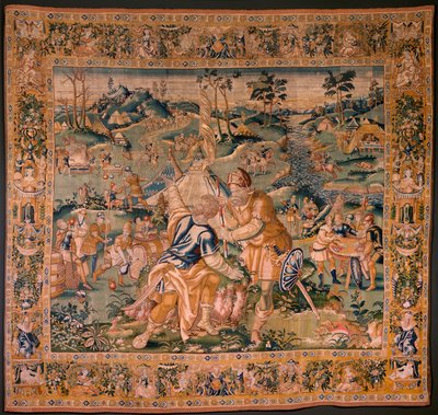 Flemish Tapestry. Military Camp Near the River Granikos. Atelier of Oudenaarde. 377x393cm. 17th Century. by Flemish School