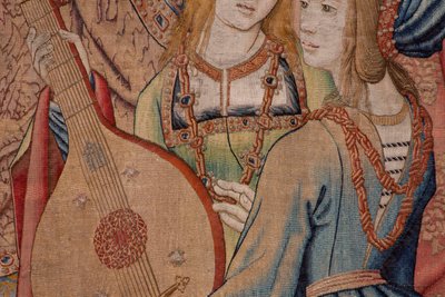 Flemish tapestry. Series The History of David and Bathsheba. The Prophet Nathan reprehends King David. Third panel of the series. Model Anonymous. Manufacture Unknown, Brussels. 1505 by Flemish School