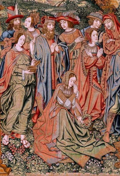 Flemish tapestry. Series The Passion of Christ. The Descent from the Cross. The second tapestry series of the Passion of Christ belonging to the Patrimonio Nacional. Model Cartoonists from the circle of Jan van Roome. Manufacture Pieter van Aelst, Brussels by Flemish School