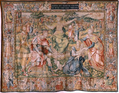 Flemish Tapestry. Series The Seven Virtues. Justice. Model Based on Michiel Coxcie. Manufacture Brussels. Ca 1560-1570 by Flemish School