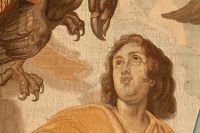 Flemish tapestry. Series The Triumph of the Eucharist. The four evangelists. Eleventh tapestry in the series. Model Peter Paul Rubens. 1626-1628. Manufacture Jan II Raes, Hans Vervoert, Jacques Fobert, Brussels by Flemish School
