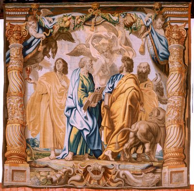 Flemish Tapestry. Series The Triumph of the Eucharist. The Four Evangelists. Eleventh Tapestry in the Series. Model Peter Paul Rubens. 1626-1628. Manufacture Jan II Raes, Hans Vervoert, Jacques Fobert, Brussels. by Flemish School