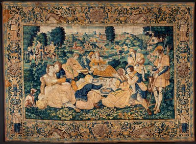 Flemish Tapestry. The Country Meal. Atelier of Oudenaarde. 17th Century by Flemish School