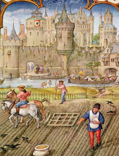 Month of October: Sowing, from Breviarium Grimani, c.1515 by Flemish School