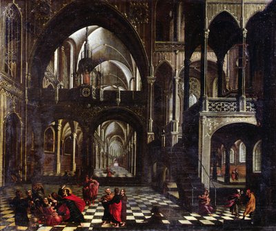 Interior of a Church, or Jesus Chasing the Merchants from the Temple by Flemish School
