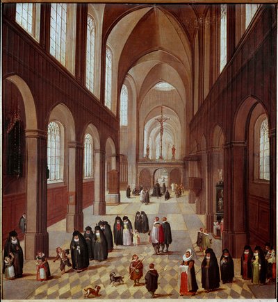Internal view of the church by Flemish School