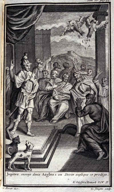 Jupiter Sends Two Eagles: A Soothsayer Explains This Prodigy (Illustration for Book II of the Odyssey of Homer) by Flemish School