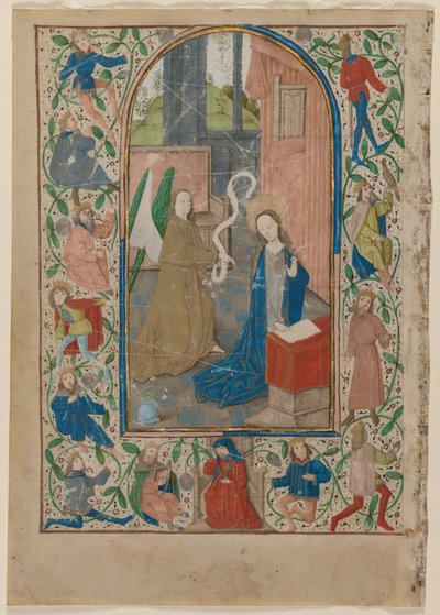 Leaf from a Book of Hours: The Annunciation by Flemish School