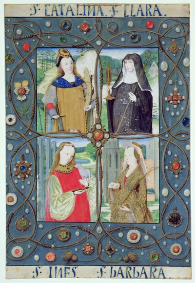 Four female saints, from a Book of Hours produced in Ghent or Bruges, c.1510 by Flemish School