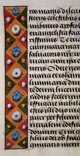 Detail of a floral border from a Book of Hours, c.1500 by Flemish School
