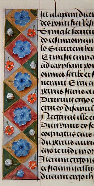 Detail of a floral border from a Book of Hours, c.1500 by Flemish School
