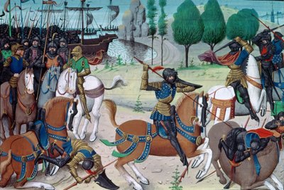The Battle of Hastings, 14th October 1066, from Chronique des Empereurs by David Aubert by Flemish School